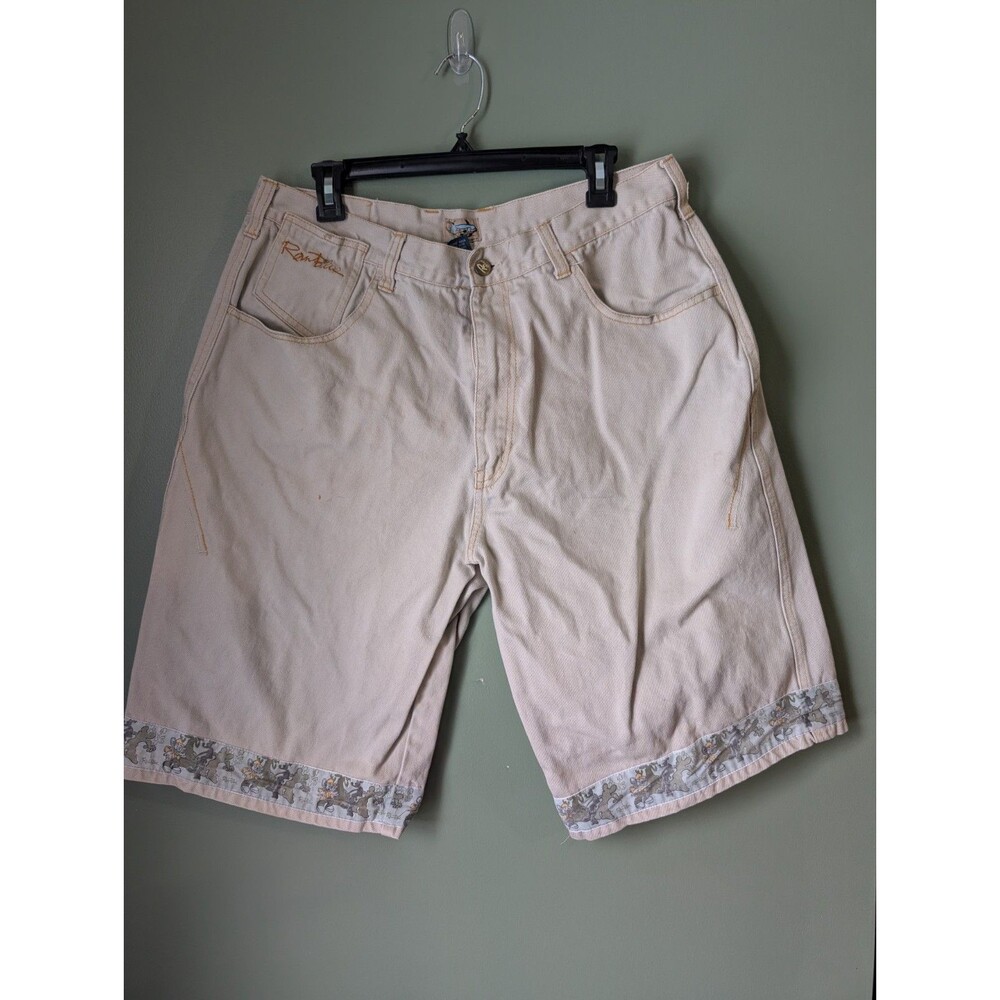 Raw Blue Men's Tan Jean Shorts Size 38 Embroidered Mouse Y2K *Read*